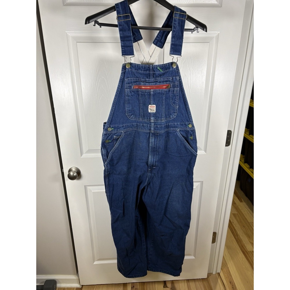 Vintage Pointer Brand Overalls 38x30 Made in USA Red Zipper Denim Workwear